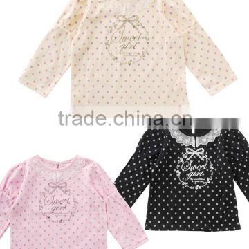 Japanese baby clothes manufacture cotton blouse wholesale girl cute toddler t shirts with lace infant clothing kids wear garment