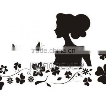 Butterfly tree and girl decorative sticker decal design