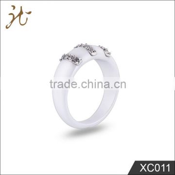 Fashion newest white ceramic finger rings with diamond