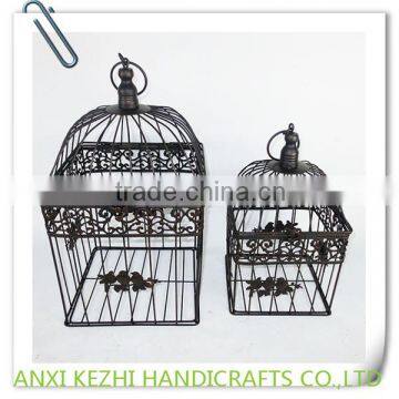 KZ150257 Set of two Wrought Iron Metal Hanging Birdcage