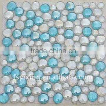 China new design white mix blue pebble glass mosaic