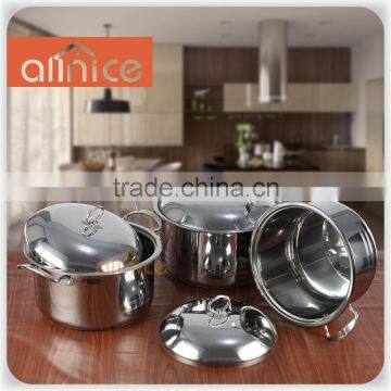 Hot sale in Africe free combination stainless steel soup pot set with steel lid and handles