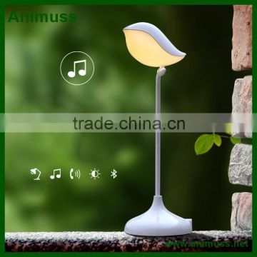 Rechargeable lithium battery Dimmable USB intelligent Eye protection desk led light lamp 3D Bird Bluetooth speaker
