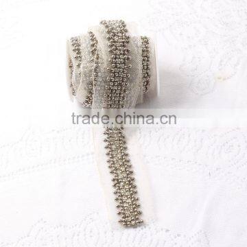 Wholesale beaded lace trimming hand sewing craft decorative ribborn for textile accessories