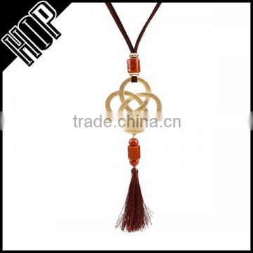Best selling fashion metal gold plated tassel chinese knot pendant
