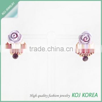 Hot sale fashion rose shape earrings for women, Fashion high quality in korea accessories, cheap wholesale, commission agent
