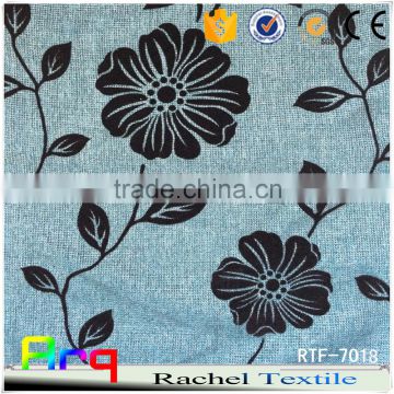 Middle east Flower pattern Linen/Cotton flocking fabric used for curtain sofa cushion material