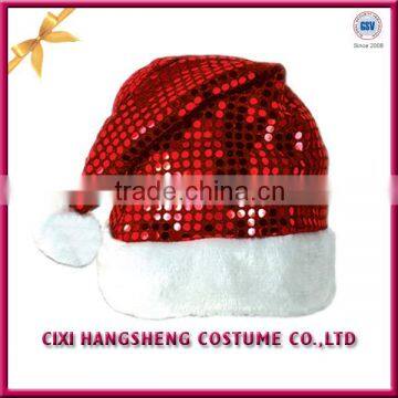 High Quality Cheap Cute Children Wear Sequins Soft Santa Hat Christmas Costume