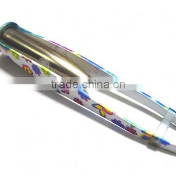 Flowers pattern tweezer with led light, stainless steel tweezer, light tweezer,