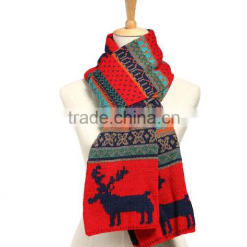 135*175cm Womens Wool Warm Wraparound Deer Christmas Scarf