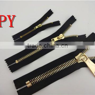Fashion gold metal zipper with plating golden color leather jacket metal zipper