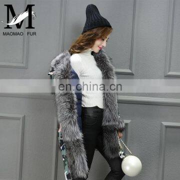 Hot Sale Ladies Winter Warm Down Coats Beautiful Long Big Fur Hood Coat