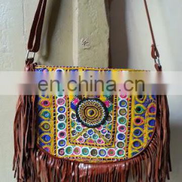 Stunning Leather Rabbari work Banjara Sling bag#gypsy#bohofashion#bohochic#suede