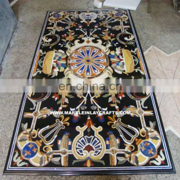 Whole Seller Black Marble Inlay Dining Table Top, Hand Made Marble Table Top