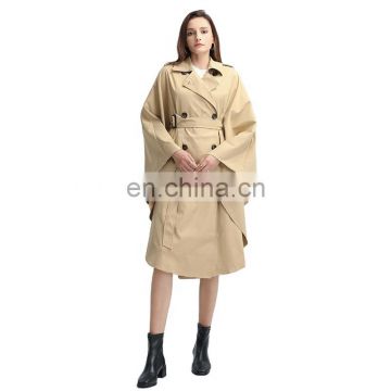 TWOTWINSTYLE Women Windbreaker Lapel Collar Big Cuff High Waist With Sashes Loose Casual