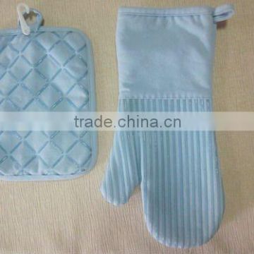 Blue silicone cotton oven glove