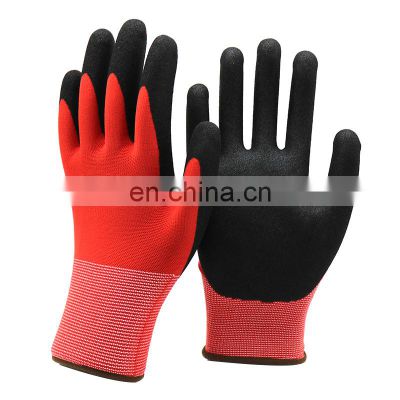 Wholesale 13G Polyester Black Coated Industrial Work Safety Gloves with Printing Logo