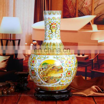 Retail And Wholesale Chinese High Temperature Famille Rose Ceramic Porcelain Gold Flower Vase
