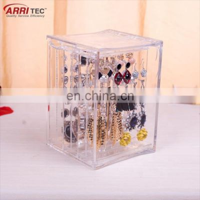 crystal clear acrylic fashion earing holder jewelry case display 120 pairse earring storage box