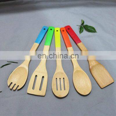 Wholesale Colorful Non-stick Lacquered Handle Kitchen Bamboo Bbq Spatula