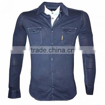 Men's dress shirt design short sleeve 65% cotton 35% polyester