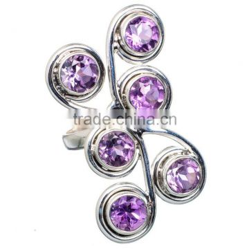 FACETED AMETHYST RING 925 SOLID STERLING,SILVER EXPORTER,STERLING SILVER JEWELRY,SILVER RING,WHOLESALE SILVER JEWELRY