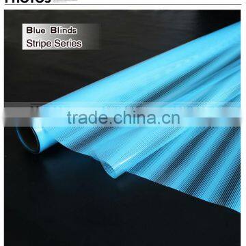 Blue Blinds Stripe Series PVC Decorative Film Similar to 3M Window Film