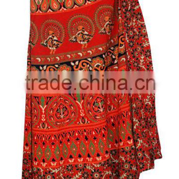 Indian Block Printed Cotton Wrap Skirt Export Quality At JaipurOnline