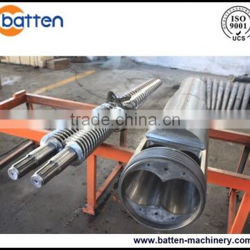Conical twin screws extruder machine screw barrel for PVC plastic