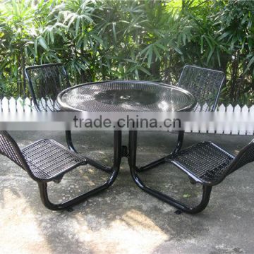 Commercial outdoor metal table and chairs/iron garden table,picnic table with backed seats