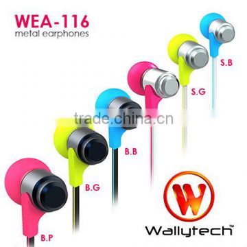 Wallytech 2013 Latest WEA-116 Metal Earphone for ipod/mp3 mp4/ipad