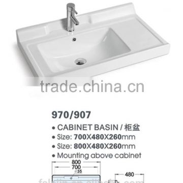 FOSHAN LELIN ceramic L800mm cabinet basin middle size vanities top bathroom basin of LT-049
