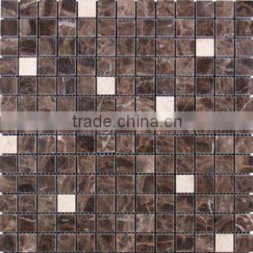 SKY-M024 French Pattern Chiseled Brown Shiny Marble Mosaic Tile