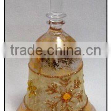 Decorative Golden Hanging Glass Bell with Snowflake