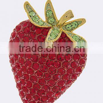 DELICIOUS STRAWBERRY CRYSTAL PAVE BROOCH