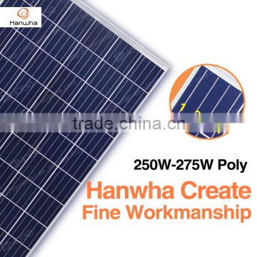 Hanwha 4-lines poly 250w 255w 260w 265w 270w 275w most efficient solar panel components shipping within 3 day