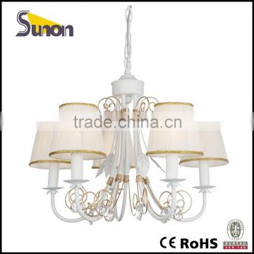 SD0895-5 European style wrought Iron shining white with crystal chandelier for living room