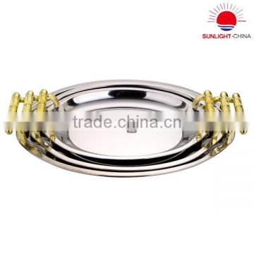stainless steel oval food serving tray