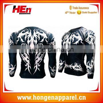 Hongen apparel Custom Stretch Lycra Compression Shirt Mma long sleves shirts MMA rash gaurds