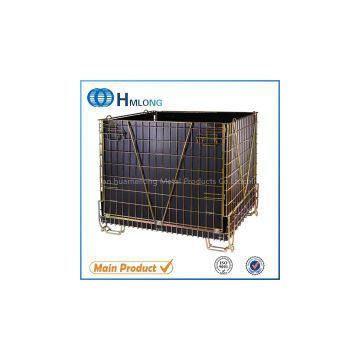 Logistic stackable folding metal wire warehouse roll cage