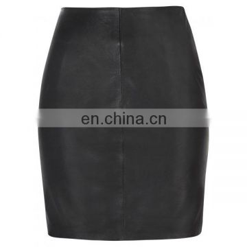 latest designed women in leather mini skirts Black Leather