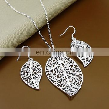 Customized popular leaf necklace long chain jewelry set bridal jewelry sets