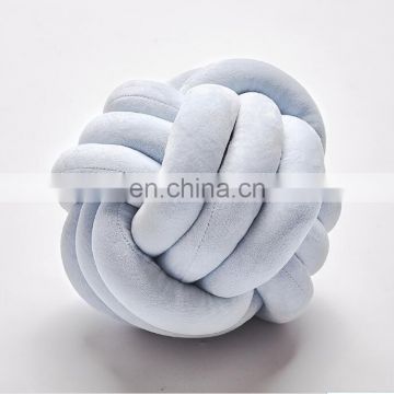 25X25CM Hot Sale Luxurious Chunky Knit Velvet Giant knot pillow In cushion Baby Soft ball hollow fiber filled three Tubes