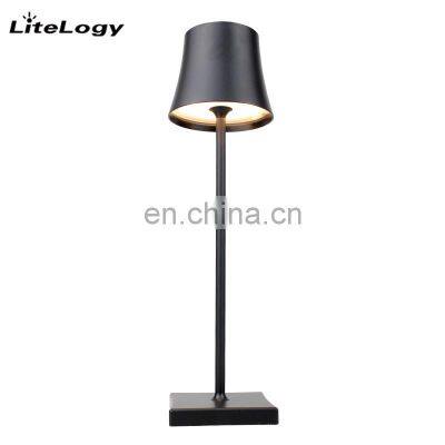 Shenzhen Poldina LED aluminum rechargeable cordless restaurant wireless table lamp for hotel