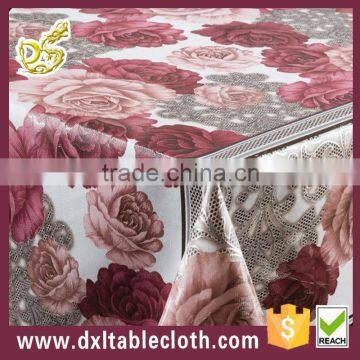 # DY027A WHOLESALE ROSETTEindia style yarn home decor PVC tablecloths made in china alibabaGOLDEN TRANSFER TABLECLOTH