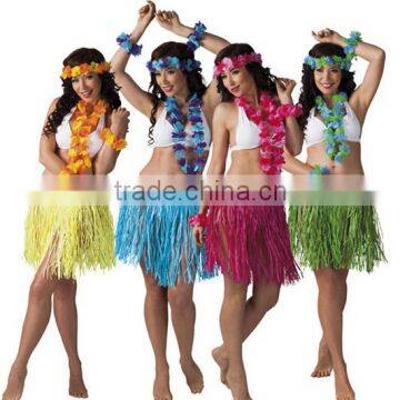 Fancy dress ladies women hawaii straw skirt set for canival party festival beach with fashion style BWG-2103