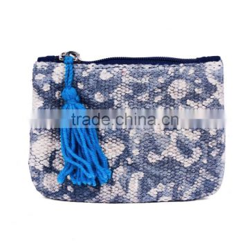 Cotton Printed Small Pouch With Tassels