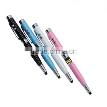 6 in 1 Multi Function stylus touch Pen , USB ball Pen with led light and laser