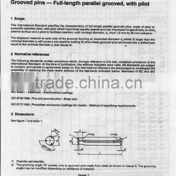 Grooved pins, full length parallel grooved with pilot ISO8739