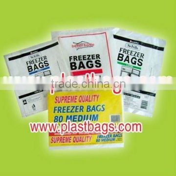 HDPE convenience freezer bags in block